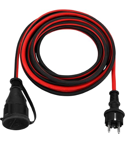 Zenitech Verlängerungskabel 3 M – 16A, 2P+E, Mit Extraflachem Stecker, Schwarz