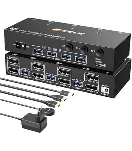 8K60Hz Displayport Kvm Switch Dual Monitor 4K120Hz Commutateur Kvm Dp 1