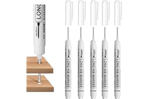 Caelura 5 Stück Tieflochmarker, Bohrlochmarker, 20mm Spitze Tiefenlochmarker, Markierungsstift für Holz, Kunststoff, Wand, Metall, Karton Baustellen Stift (Weiß)