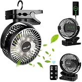ELZO Ventiladores de sobremesa, Camping USB 12000mAh Silencioso Port&aacute;til Personal Recargable Ventilador de Mesa con 3 Velocid