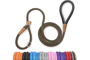 lynxking Schleppleine für Hunde Hundeleine Retrieverleine Führleine Zugleine für kleine mittelgroße große Hunde (Brown, Zugstopp-0.9cm x 180cm)