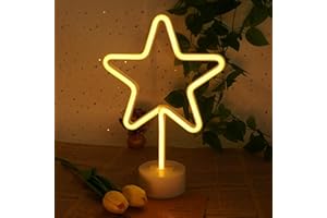 Aslanka Étoile Enseigne lumineuse au LED - décoration murale veilleuse USB/néon à piles pour anniversaire cadeau fête enfants salon décoration