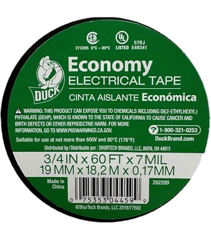 Premium Quality Electrical Tape • 2 in wide • 66 ft long • Flame