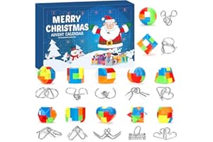 WISHSTAR Kalendarz adwentowy 2025, gry w puzzle, kalendarz adwentowy dla dzieci, kalendarz bożonarodzeniowy z 24 sztukami plastikowych, metalowych puzzli, metalowe nici, puzzle plastikowe, gry zręcznościowe