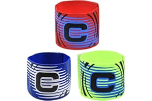 wangjiangda Football Captain Bandes Lot de 3 Couleurs Brassard de Capitaine de Football Brassard Élastique Standard C Flexible Taille Ajustable pour Taille Réglable pour Adulte et Junior