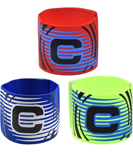 6 Brassards Capitaine Football Enfant & Adulte – Nylon Élastique Réglable, Couleurs Vives (Rouge, Bleu, Vert, Orange, Jaune, Bleu Ciel) RYAN