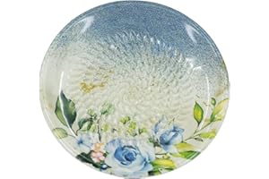 Kaladia Assiette à râper en céramique/rabot en céramique – Idéal pour le gingembre, le parmesan, etc. – Bleu avec fleur bleue – Diamètre : 12 cm – Fabriqué et peint à la main – Fabriqué en Espagne