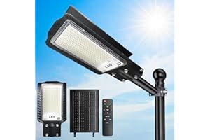 Eleganted Lampione Solare LED Esterno, 30000LM Faro Stradale con Pannello Solare, Faretto LED da Esterno Solare, 6500K, IP65 Impermeabile, per Giardino, Terrazzo