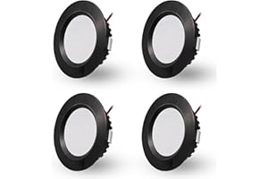 DYKUWEY LED Einbaustrahler 230V 3W LED Spots Flach Einbauleuchten Einbauspots,Deckenstrahler Bohrloch 55-58mm und 15mm Flache,IP44 Deckenspots für Badezimmer,Küche,Wohnzimmer,4er Set (Schwarz Warmweiß 3000K)