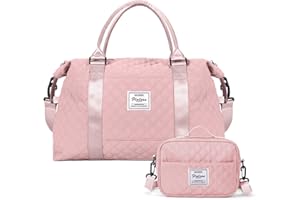 HYC00 Sac de Voyage Femme Cabine Avion Ryanair Bagage Cabine 50x40x20 Easyjet Sac de Sport Week Format de Séparation Sec et Humide Duffle Bag Sac de Weekend à Main Etanche avec Trousse de Toilette,Rose