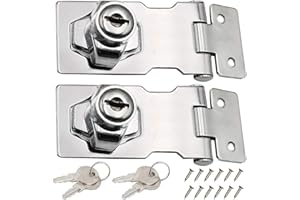 LCOUACEO 2 Pezzi 3 pollici Lucchetto Hasp ​Chiusure Hasp Serratura Acciaio Inossidabile Chiusura a Fibbia Del Cassetto Con Serratura Chiusura， Per Mobili Cassette Postali Armadietti