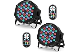 HOLDLAMP RGB Focos LED Par con 36 LED, Luces de Discoteca con Control DMX y Activación de Sonido, Iluminación de escenarios Par para Fiestas DJ Discoteca Bar- 2PCS