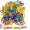 Esme 100 Pieces Plastic C-Clips Hooks Chain Links Rainbow C-Links Children's Learning Toys Small Pet Rat Parrot Bird Toy Cage