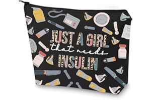 WZMPA Diabetes Insulin Makeup Bag Diabetes Awareness Gifts Just A Gil That Needs Insulin Zipper Bag Diabetic Supply Kit