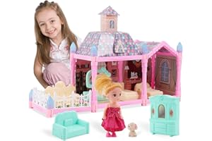 Coikes Kinderplay Puppenhaus Puppenstube mit Möbeln und Zubehör PuppenhausTraumvilla Dollhouse Spielzeug für Mädchen Puppenhaus Geschenk 2-10 Alter
