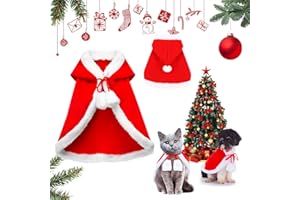 EMHTHME Costume Natalizio per Animali Domestici, Vestiti Natale Gatto Cane,Gatto Mantello Natalizio, Mantella di Natale per gatto Cane, per Feste di Natale e Capodanno, Per Cani E Gatti (M)