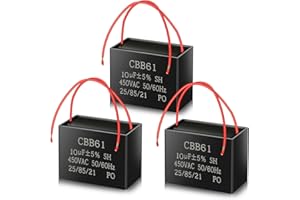 ANGEEK CBB61 450V AC 10uf 50/60HZ Condensador de arranque,Condensador de motor AC para ventiladores de techo,ventiladores y campanas extractoras(Pack de 3)