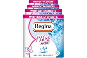 Regina Absorb Plus Kitchen Towels – 8 Super Absorbent 2-ply Kitchen Rolls, 85 Sheets Per Roll, Extra-Large Sheets, 50 Percent More Absorbent Than Previous XXL Products, Easy Open Pack