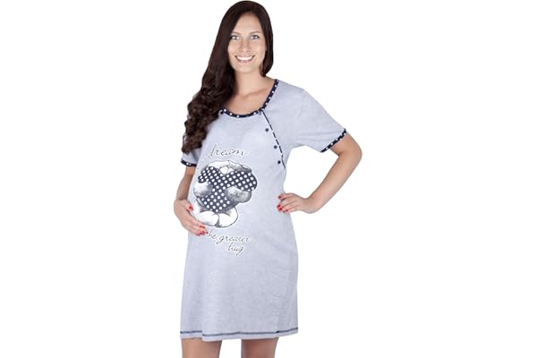 MijaCulture Mija - 2 en 1 Maternité/Allaitement/Coton Robe de Nuit 2056 U