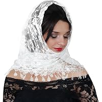 Velo Di Pizzo Per Chiesa Sposa O Messa - Mantilla Cattolica, Colore Avorio O Nero, Con Clip, Lunghezza 90 Cm