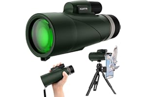 Monokulare Fernrohr Erwachsene 12X50, HUNYYN HD Monokular Teleskop mit Smartphone-Halter und Upgrade-Stativ, BAK4-Prisma Wasserdicht Handy Monokular für Wildtiere Vogelbeobachtung Jagd Camping Reisen