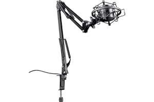Trust Gaming GXT 253 Emita Brazo de Micrófono USB, Soporte de Micrófono, Diseño Giratorio de 360 Grados, 35 cm x 40 cm, hasta 900 Gramos de Peso para PC, Portátil - Negro