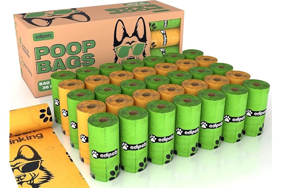 Edipets, Bolsas Caca Perro, Biodegradables, 405 o 540 unidades, Extra Grueso, A Prueba de Fugas, Bolsitas para Excrementos, A