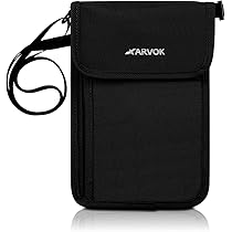 Plimbin Passport Holder Travel Wallet Neck Pouch, RFID Blocking Waterproof Travel Pouch Anti Theft Travel Passport Bag Travel Document Holder, Essential Travel Accessories For Secure Men Women (Black