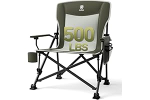 EVER ADVANCED Silla de Camping Plegable, soporta 230 kg, XL, Soporte Lumbar, Silla Plegable de 62 cm de Ancho con Bolsillo Lateral, Soporte para Bebidas, Silla Plegable de Gran tamaño, Silla de Pesca