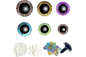 DREAM HORSEX 60 Pcs Yeux de Sécurité en Plastique, 12-24 mm Yeux de Sécurité Yeux de Poupée en Plastique Yeux de Sécurité pour DIY, Jouet à Crochet et Poupée d'Animaux en Peluche, bleu, vert, violet, or, marron