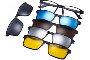 JIM HALO Occhiali da Sole Clip On Polarizzati Magnetici 5Pcs Telaio in Plastica per Guida Notturna