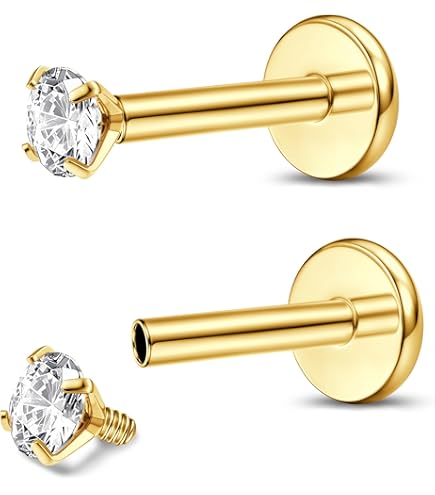 4 Pcs Piercing Einführhilfe,Piercing Hilfe für Wechsel,Piercinge Taper Insertion Chirurgenstahl 14G 16G 18G,Pircingssets Selber Stechen zum Gewindelosen Einschieben von Tragus Helix Lippe Nase Knorpel