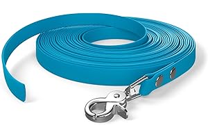 SNOOT 10m Schleppleine, Hundeleine, 1 Karabiner, Cyan-Blau, sehr stabil, schmutz- und wasserabweisend