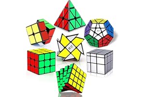 ROXENDA Speed Cube Set, 2x2 3x3 4x4 Piramide Dodecahedron Windmill Mirror Cube - Puzzle Magico Cubo di Velocità Collezione per Bambini e Adulti [7 Pack]