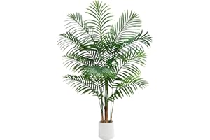 FSOHOI Artificial Fake Palm Tree with 18 Trunks and Real Bark Design, Premium Polyester,Tropical Paradise Palm Tree in Pot (white, 150 CM)