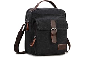 RAVUO Messenger Bag for Men, Water Resistant Small Canvas Man Shoulder Crossbody Bag for Travel School and Work