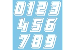 ‎AUTODOMY Autodomy Motorrad Motocross Nummer Startnummer Aufkleber Paket 10 Stück für Motorrad Quad ATV Auto | Rennummer Sticker Widerstandsfähig gegen Regen und Sonne | Weiß