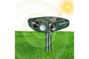 KOEPUO Cat Scarer for Garden Ultrasonic Fox Deterrents Solar Powered Cat Repellent Outdoor Waterproof Animal Repeller for Dog Bird Squirrel Mole Rodents Upgraded