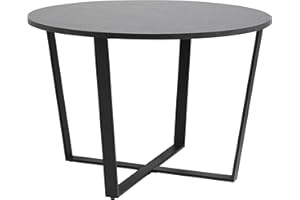 ‎AC DESIGN FURNITURE AC Design Furniture Albert runder Esstisch schwarz, Esszimmertisch rund, einfach zu montieren, Tisch mit schwarzer Marmor Optik und Metallgestell, Ø: 110 x H: 75 cm, 1 Stk, 22.8