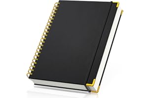 Yarotm Cuaderno A4 Rayas - Libreta Notas Espiral 1 Pieza - 110g/m² Papel Lineas Cuaderno de Notas A4-21x29.5cm Bloc de Notas 300 Páginas - Cuaderno A4 Tapa Dura para Escritura Diaria, Negro