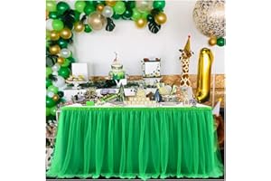 MeiYeAE Tüll Tischrock L183*H77cm Chiffon Tütü Tischröcke für Bankett Candy Party Hochzeit Geburtstagsfeier Candy Bar Baby Dusche Kindergeburtstag Tischdecken Dekoration Grün