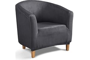 TIANSHU Velluto Poltrona Da Cocktail Chesterfield Fodere Coprisedia, Morbido Peluche Elasticizzato Fodera Per Sedia Da Club Antiscivolo Copripoltrona Rimovibile Universale(Grigio)