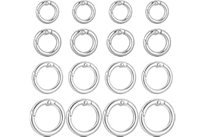 TIESOME 16 PCS Metal Spring Round Carabiner, 4 Sizes O Ring Keychain Clip Silver Round Carabiner Clip Snap DIY Accessories Spring Ring for Keychains Purse Bag Handbag(0.6/0.7/0.8/1 Inch)