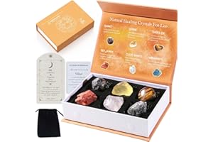 Faivykyd Leo Birthday Crystals for Healing, Natural Spiritual Crystals with Horoscope Box, Zodiac Birthstone Crystal Set, Healing Crystal for Beginners Women Men Friends