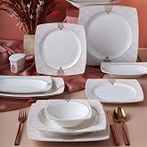 G&Uuml;RAL PORCELAIN G&Uuml;RAL PORCELAIN Caroline 54 Pieces Square Dinner Set for 12 Persons 5994