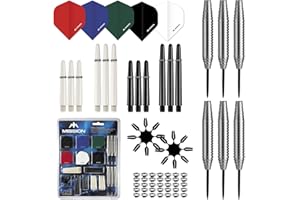 Mission Darts #_BX132 | 90 Piece Steel Tip Darts Set Accessory Kit Including 24g Brass Barrels, 100 Micron Flights, Nylon Stems and Protectors
