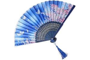 DONJIM Tragbarer Handfächer Faltventilator, Seiden-fächer Chinesischen Stil Hand Fächer, Traditioneller Handventilator für Hochzeit/Fotografie/Show/Geschenk/Dekoration, Manuelle Ventilator-Handfaltung