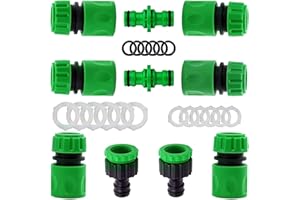 YAAVAAW Juego de 10 conectores de manguera de jardín para unir tubo (6 Conector Rapido, 2 Doble Macho,2 Conector rápido para grifos), tipo Adaptador