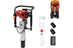 HUOMMGS Bensin Pålpålar 2-taktsmotor Jordborr 52CC 1900W Pålpålar med 55 & 70mm hylsor Bensin Rammemaskin Handdragstart Pålpålar för byggnader, skyltbräder, hållare