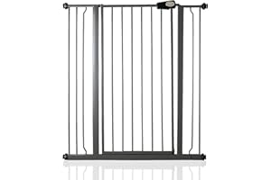 Safetots Cancello di Sicurezza Extra Alto in Metallo con Chiusura a Pressione, 94,3 cm - 101,9 cm, Grigio Ardesia, Altezza 104 cm, Cancello per Scale Extra Alto, Cancello per Bambini Alto